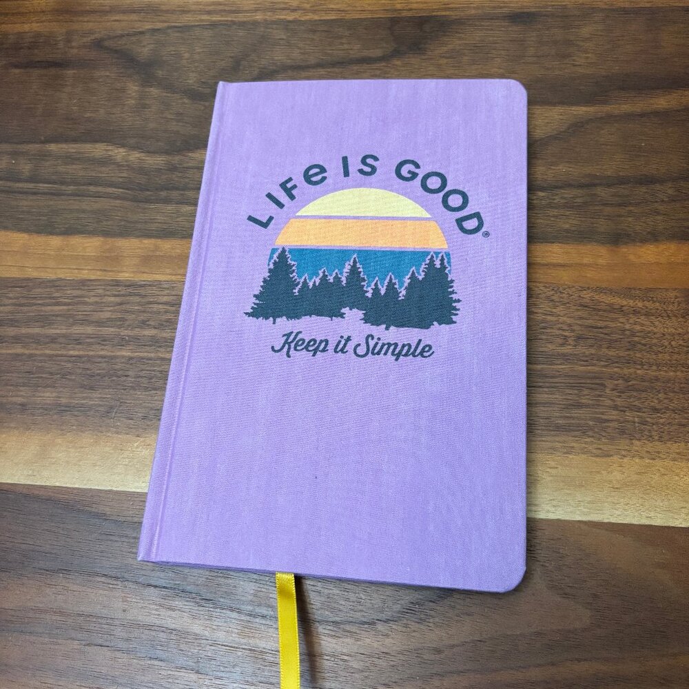 Life Is Good journal/notebook with ribbon bookmark, new & unused